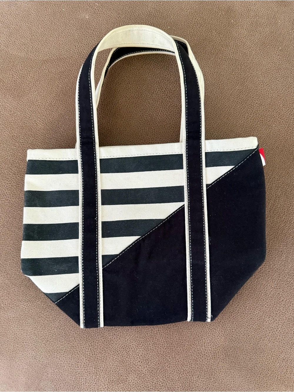 ShoreBags Black and White Striped Canvas Tote Bag